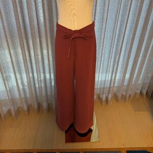 Amanda Uprichard Wide-Leg Tie Pants – Rust Red – XS
